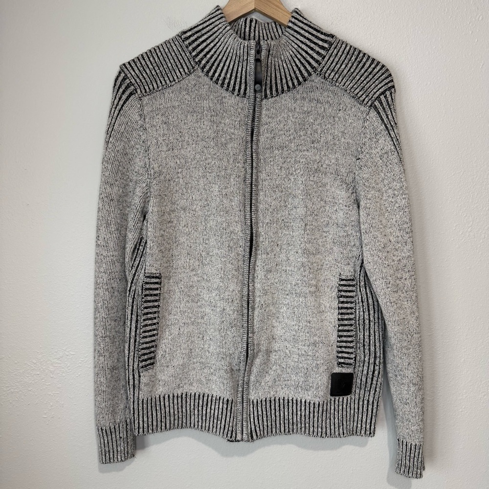 Fried Denim Full Zip Ribbed Knit Sweater – Size M